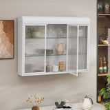 ZUN 3 Door Arched Wall Mounted Glass Cabinets for Kitchen, Living Room and Bathroom W757P221502