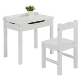 Flip Top Kids Table and Chair Set, Wood Activity Table Set with Storage Space for Arts Crafts, White 50422470