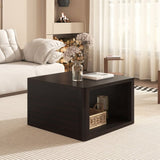 Square Coffee for Living Room in Dark Brown Farmhouse Coffee with Storage,2-Tier Center N735P242918D