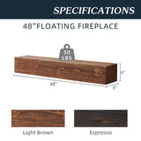 48" Rustic Wood Fireplace Mantel , Wall-Mounted & Floating Shelf for Home Decor W1390111289