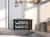 Storage Bench 3-Tier Entryway Bench with Cushion & Shoe Rack 23.6"x11.4"x19.3" Black 61808839