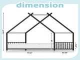 Black House Shaped Twin Size Kids Metal Bed with Side Rails, Platform Bed No Box Spring Needed, Safe 35174809