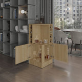 Jakes 42" Tall Corner Bar Cabinet with Eight Wine Bottle Cubbies and Double Door cabinet, Living B070P254765