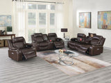 Power Motion Recliner Chair 1pc Chair Contemporary Brown Color Gel Leatherette Storage Arms w Cup B011P205591