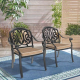 ZUN Cast Aluminum Patio Dining Chair 2PCS With Black Frame and Cushions In Random Colors W1710P166051