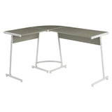 ZUN Grey and White L-shape Computer Desk B062P184544