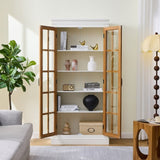 71.2'' Tall Display Cabinet with Glass Doors, Rustic Style China Cabinet, Curio Cabinet for N845P272501W