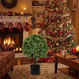 2PCS Set 22in Artificial Trees Natural Full Bodied Artificial Topiary Ball Plants for Outdoor Front 27579461