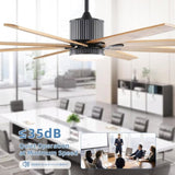 ZUN 76 Inch Indoor Ceiling Fan With Dimmable 3 Color Led Light 8 Solid Wood Blades Remote Control W882P147261