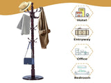 Freestanding Wooden Coat Rack, Vintage Natural Birch Wood Coat Tree with Hooks, Sturdy Hall Tree for 82778419