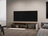 Natural Oak and White TV Stand with Drop-Down Door and Open Shelf B062P290251