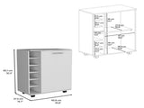 Bar -coffee cart 32" H, Kitchen or living room cabinet storage with 4 wheels, with 6 bottle racks, a B097133388