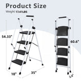 White four-step ladder, light folding four-step stool, wide anti-skid pedal and safety handle, W2717P239467