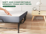 75 Inch Folding Bed with 5" Memory Foam Mattress, Space Saving Rollaway Guest Bed, Heavy-Duty Metal T2398P403868