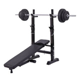 ZUN Adjustable Folding Multifunctional Workout Station Adjustable Workout Bench with Squat Rack - balck W2181P151926