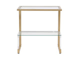 Golden Side Table, 2-Tier Acrylic Glass End Table for Living Room&Bedroom 26797916