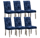 Set of 2 Modern Dining Chairs with Plush Velvet Upholstery, Sturdy Stainless Steel Legs & S-Shaped D772095825
