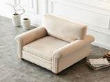 Living Room Sofa Single Seat Chair with Wood Leg Beige Fabric W109747328
