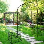 ZUN Metal Garden Arch with two plant stands 79.5'' Wide x 86.6'' High Climbing Plants Support Rose Arch W158681135