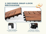 27pcs Interlocking Deck Tiles 11.8" x 11.8", Patio Flooring Outdoor Waterproof, Acacia Wood Tiles T3839P363029