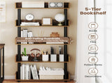5-Tier Anti-Tipping Open Bookcase with Elevated Legs, Rustic Brown Display Rack for Home Office 96463183