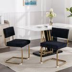 ZUN Furniture,Modern Dining Chairs Corduroy Fabric,Gold Metal Base, Accent Armless Kitchen Chairs 03193640