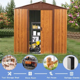 6 Ft. W X 6 Ft. D Metal Storage Shed Appealing horizontal siding in woodgrain with coffee trim to W54071035