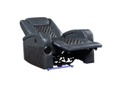 Blue and Black Power Recliner with Bluetooth B062P215428