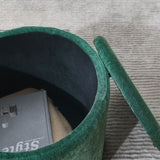 2-Piece Set Round Chenille Storage Ottoman, Equipped with a Drum Shaped Small Stool, Storage Space, W487P179603