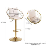 Off-White velvet bar chair, pure gold plated, unique design,360 degree rotation, adjustable W117064133
