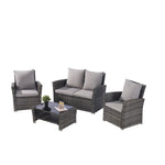 ZUN 4 Pieces Outdoor Patio Furniture Sets Garden Rattan Chair Wicker Set, Poolside Lawn Chairs with W874P146981