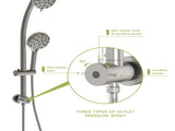 Multi Function Dual Shower Head - Shower System with 4.7" Rain Showerhead, 8-Function Hand Shower, W124362277