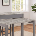 ZUN Light Gray Counter Height Table w NESTED TABLE Dining Room Furniture Faux Marble Top Table B011P232972