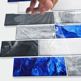 48 Pcs Blue Gray Marble Effect PVC Self-Adhesive Kitchen Backsplash Tiles In Marble Water Resistant 96621934