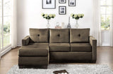 Unique Style Coffee Color 1pc Reversible Sofa Chaise Microfiber Fabric Upholstered Track Arms Tufted B01154011