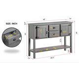 48'' Solid Wood Sideboard Console Table with 2 Drawers and Cabinets and Bottom Shelf, Retro Style W120270245