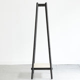 (Black) Solid Oak Wood Clothes Rack, Black Rattan Rack-clothes Rack with Shelves, Cloth W1283P298205