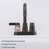 ZUN Bathroom Faucet Oil Rubbed Bronze 2-Handle Bathroom Sink Faucet 360 Degree High Arc Swivel Spout 70578718