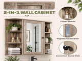 Bathroom Wall Cabinet Featuring 1 Mirrored Door 3 Shelves on Each Side MDF Construction with 57813692