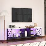 ZUN TV stand,Iron TV cabinet,entertainment center, TV set, media console, with LED lights, remote 02287276