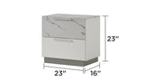 Mist Nightstand Two-Tone High-Gloss Marble & Lacquer Finish with Two Drawers, Velvet-Lined G150108676