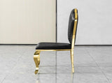 Dining Chairs Set of 2, Modern Black PU Leather Upholstered Chairs with Gold Stainless Steel Legs, W2723P426299
