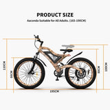 ZUN AOSTIRMOTOR S18-1500W 26" 1500W Electric Bike Fat Tire 48V 15AH Removable Lithium Battery Mountain