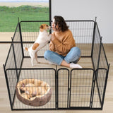 ZUN Dog Playpen Pet Dog Fence, 32" Height 8 Panels Metal Dog Pen, Outdoor Exercise Pen with Door for RV, 30119568