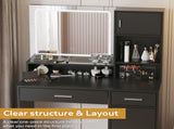 Vanity Desk with Mirror and LED Light Strip,Dressing Table with Large Drawer, 3 Level Storage W2386P389996