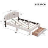 Teddy Fleece Queen Size Upholstered Platform Bed with Drawer, Beige WF309187AAA