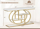 41 Inch Console Table with 3 Tier Open Shelves, Modern Entryway Sofa Table with O-Shaped Metal Frame 92573929