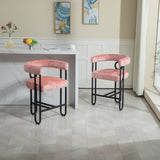 ZUN House Hold Bar Set of 1, Modern Bar Stool with Back, Black Metal Frames, Upholstered Bar W1588P207637