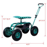 Rolling Garden Scooter Garden Cart Seat with Wheels and Tool Tray, 360 Swivel Seat,Green W46542630