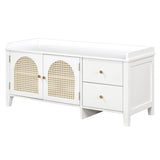 TREXM Shoe Storage Bench, Vintage Shoe Bench with Storage and Cushion, Shoe Bench with Drawers and N715P245263K